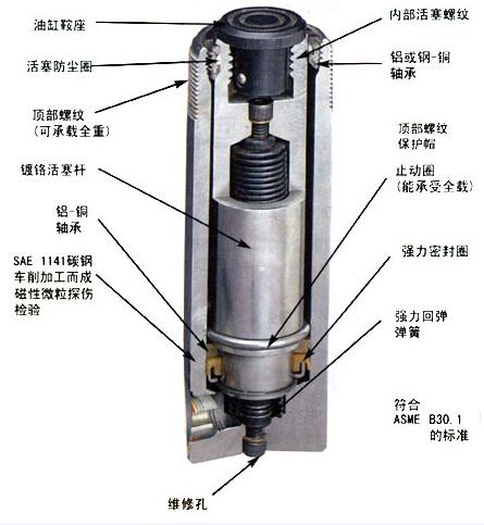 液压机油缸活塞剖面结构图